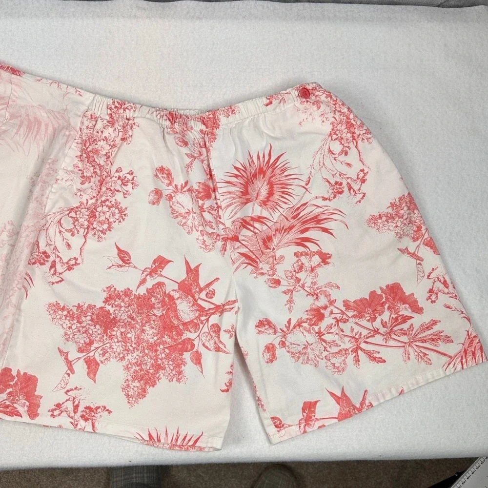 D &Co Vintage Style Wrap Skort Womens‎ S Toile Floral Cotton Blend Summer Picnic